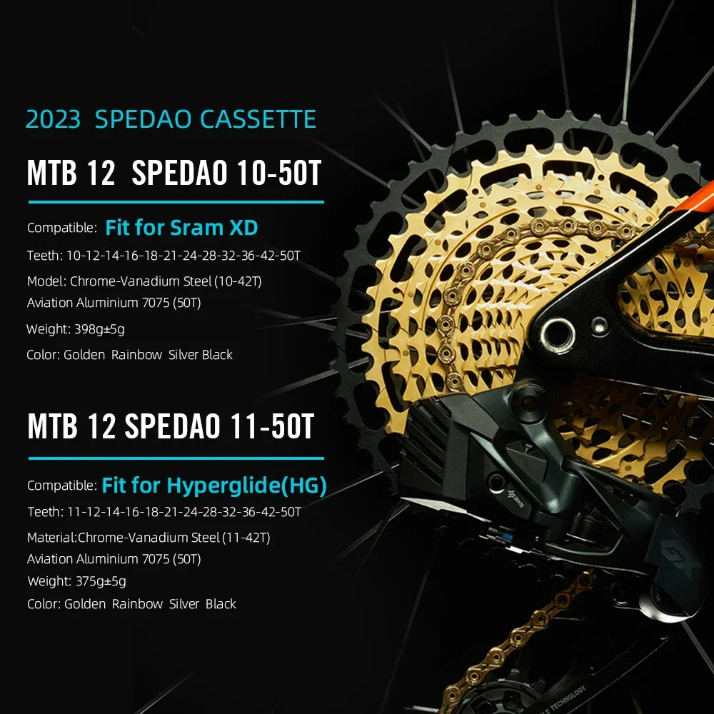 SPEDAO 10-50T 11-50 12 Speed Bicycle Cassette 12V MTB Bike Freeewheel 12S Mountain Sprocket XD HG Cassette 12V K7 for SX NX GX bicycle cassette