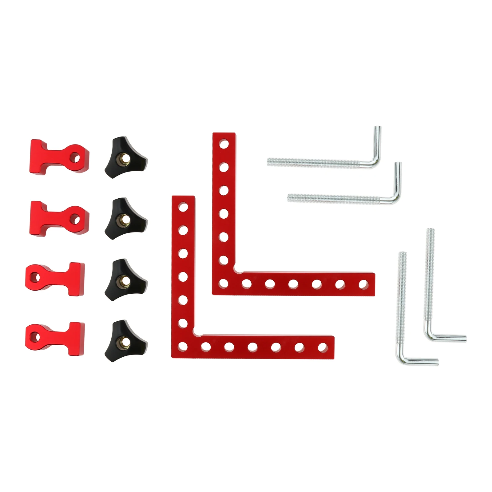 

6pcs/1kit Woodworking Positioning Squares Alloy Right Angle Carpenter Clamps 5.5inch 140mm L-shape Fixing Block Screw Nut Red