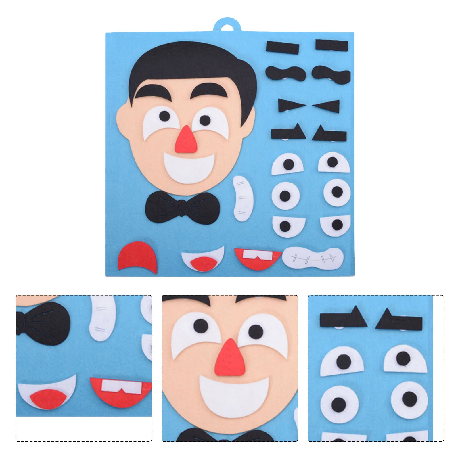 1Pcs 얼굴 퍼즐 교육용 조기 발달 감정 학습 게임 부모-자녀 상호작용 -블루
