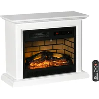 31" Electric Fireplace with Dimmable Flame Effect and Mantel, Freestanding Space Heater with Log Hearth and Remote Control, 1