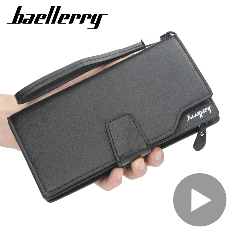 Mens Long Wallet Leather Zipper Large Phone Holder Bag Business Clutch  Handbag