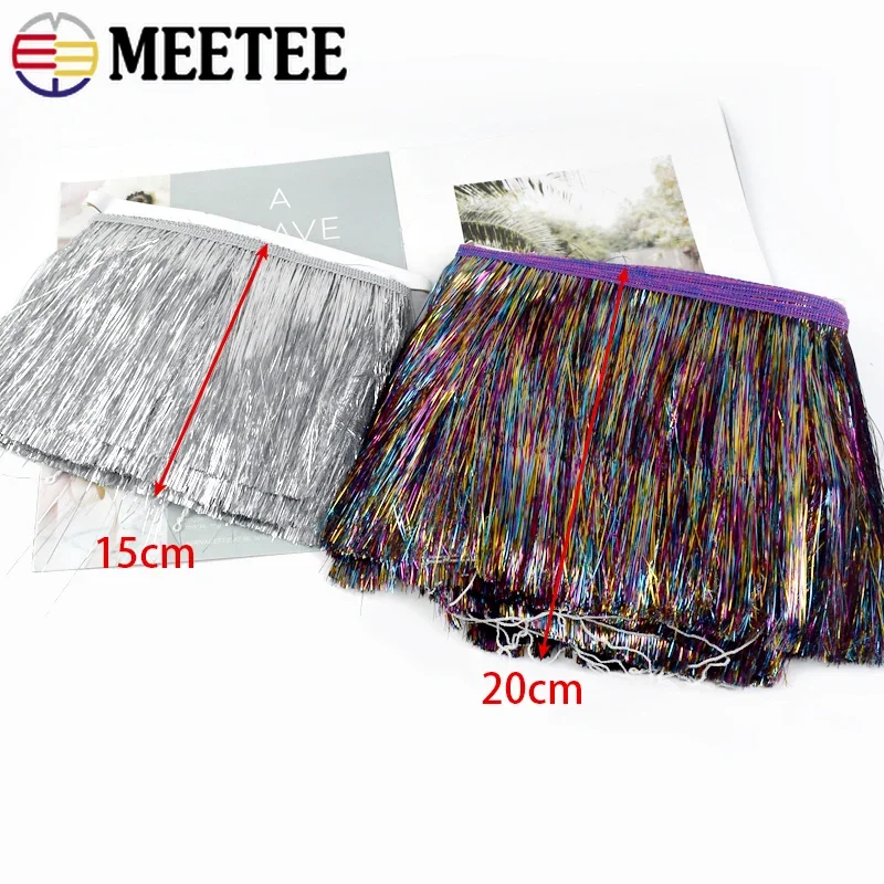 10/20M 10/15/20cm Colorful Glitter Fringe Tassel Lace Latin Dress Stage Clothes Curtain Tassles Trim Tape DIY Sewing Accessories