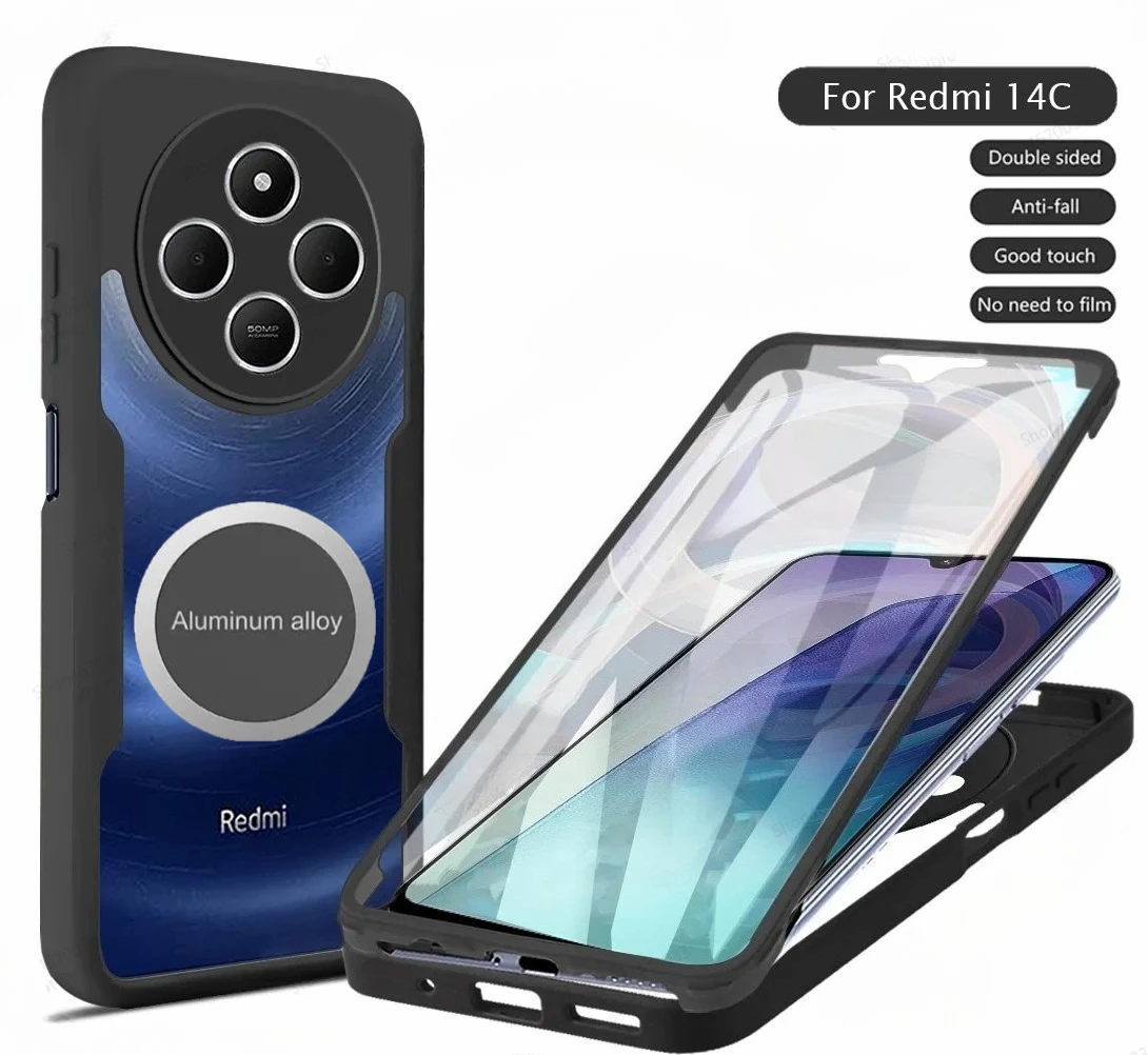 Transparent 3-in-1 360° Screen Protector with Metal Magnetic Car Holder and Phone Back Cover