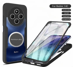 Transparent 3 - in - 1 360° Screen Protector with Metal Magnetic Car Holder and Phone Back Cover for Redmi A5 4G (171mm) (Black)