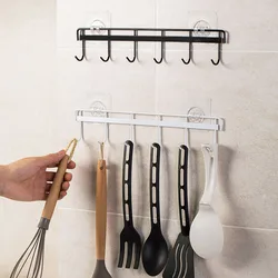 Perchero de almacenamiento para colgar en la pared, organizador autoadhesivo para puerta, baño, utensilios de cocina, toalla, 6 ganchos
