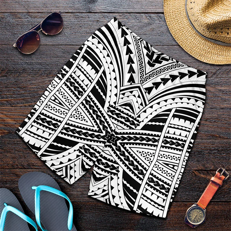 New Men's Summer Shorts Loose Fashion Shorts 3D Printing Casual Maori Ethnic Pattern Harajuku Trunks Sports Quick Drying Shorts 5