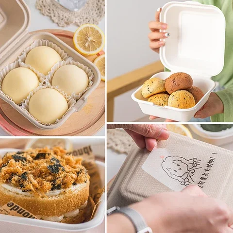 

1/10PCS Disposable Bento Lunch Box Baking Cak Food Containers Dessert Environmental Protection Snack Box Microwavable Bento Box