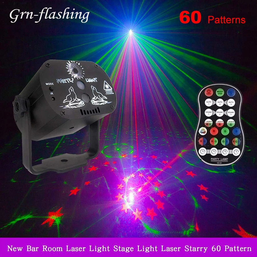 60 Muster Lichteffekt RGB LED Laser DJ Projektor Disco Party Bühnenbeleuchtung 