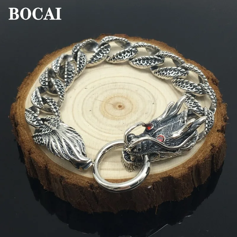 

BOCAI 2020 new Thai Silver Domineering Bracelet for Men 100% real s925 pure Silver Personalized Fashion Men Bracelet