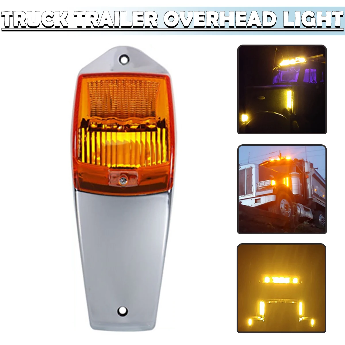 

1Pc 12v 24v Truck Cab Marker Light IP67 Waterproof 17 LED Amber Top Roof Running Lights Trailer Lamp For Most Automobile