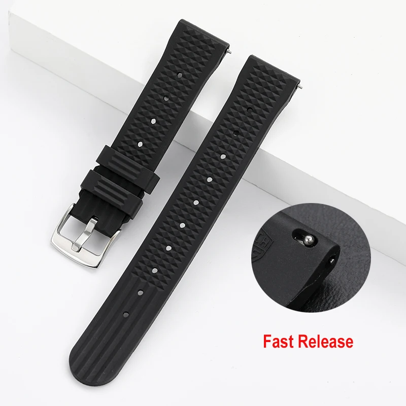 

Watchdives FKM Rubber Waffle Watch Fast Release Band Soft Rubber Watch Strap Waterproof Replacement Watchbands 20MM 22MM