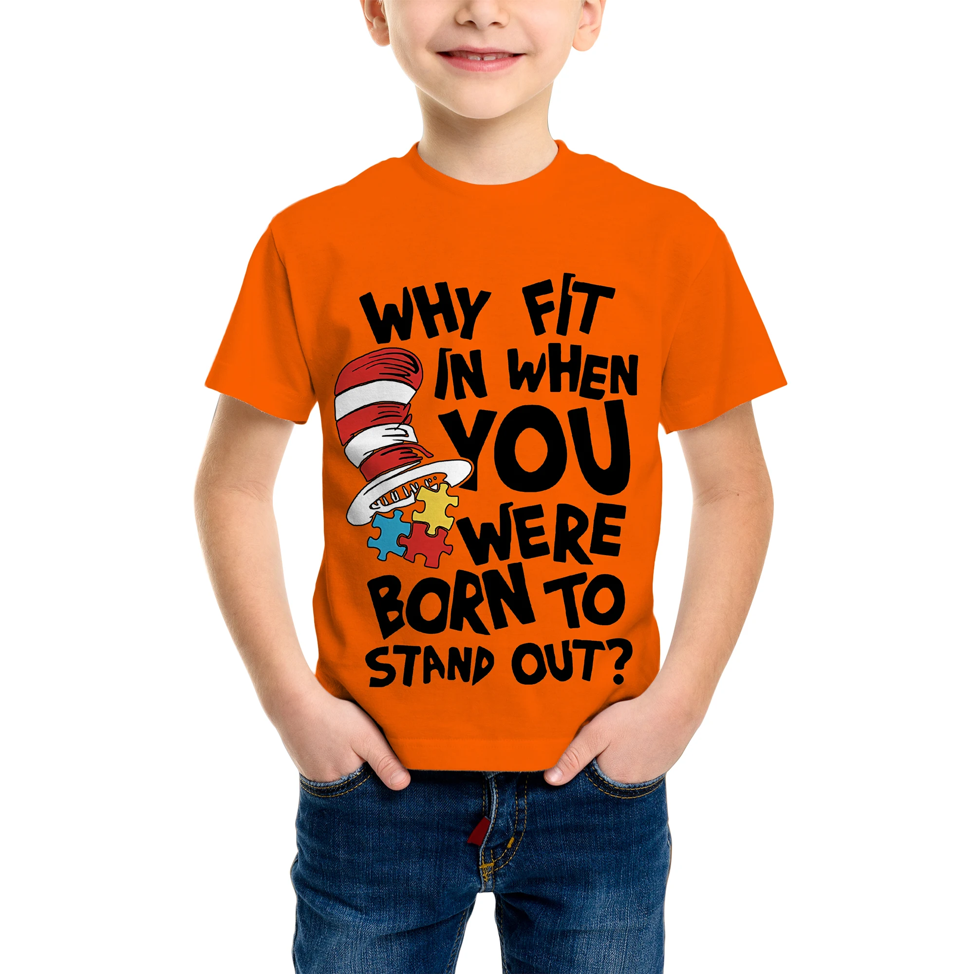 تي شيرت مطبوع ثلاثي الأبعاد للأولاد - تصميم كاجوال برقبة دائرية وأكمام قصيرة للشباب