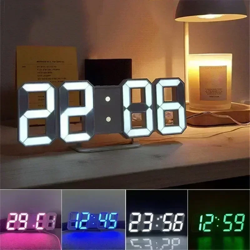 3D Digital Wall Clock Decoration for Home Glow Night Mode Adjustable Electronic Watch Living Room LED Clock Decor Clocks Garden