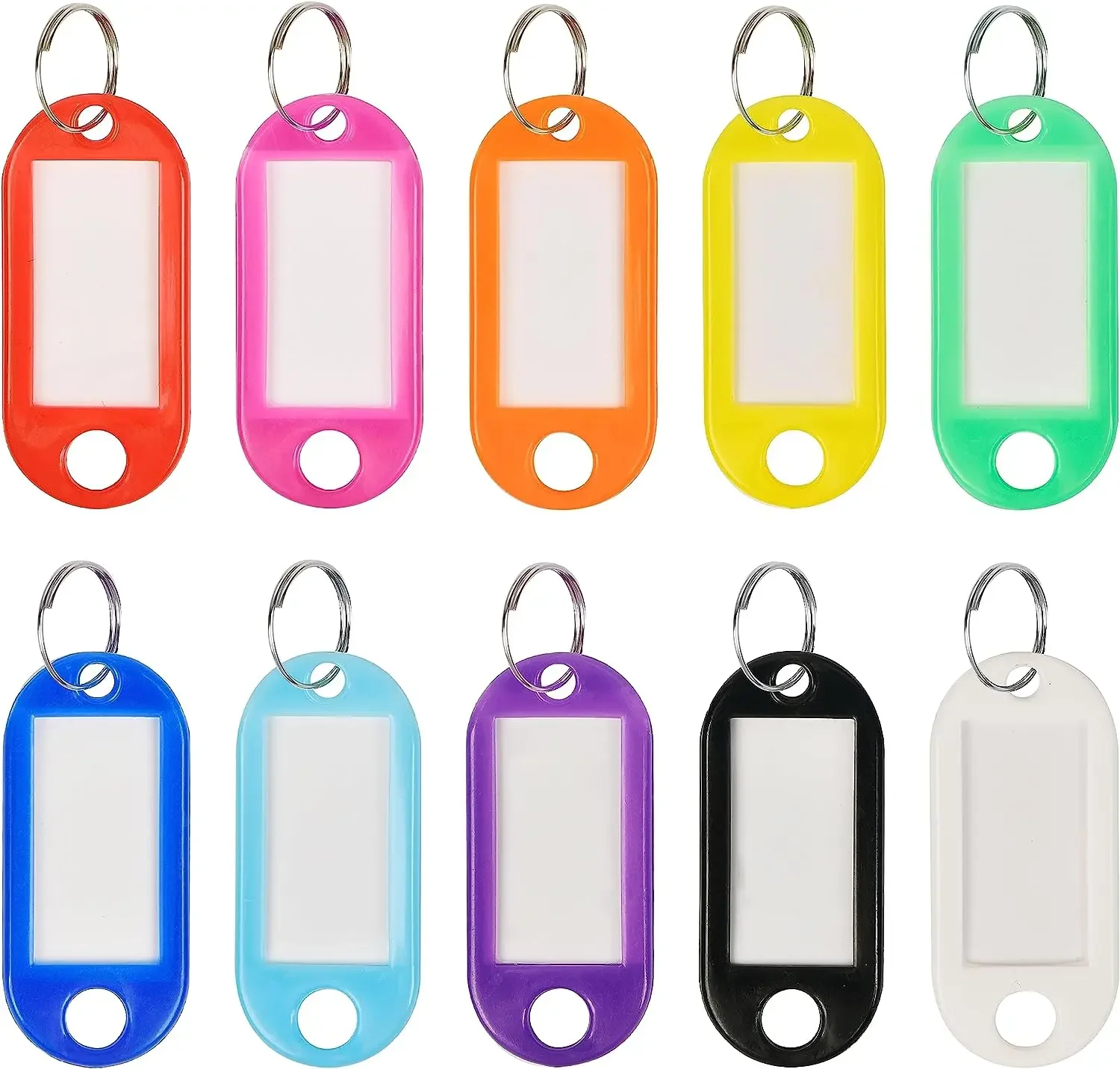 50/30/10Pcs Plastic Keychain Key Tags Id Label Name Tags With Split Ring For Baggage Key Chains Key Rings