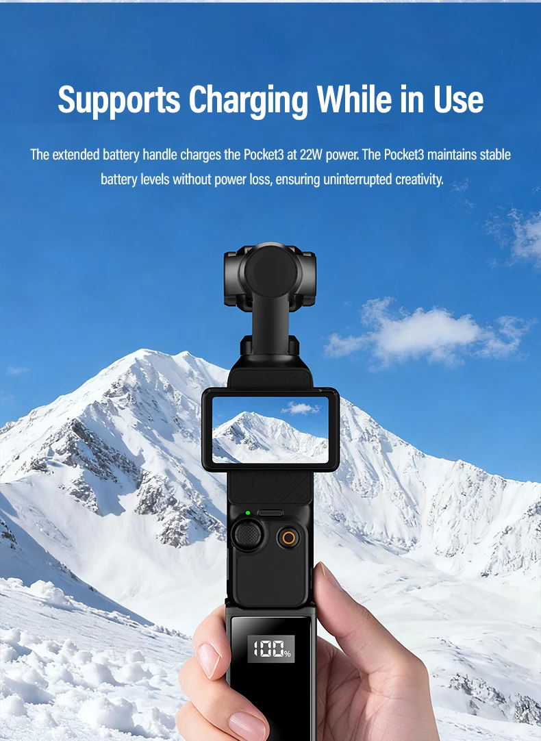 2In1 Upgrade 5000mAh Battery Handle for DJI Osmo Pocket 3 and Cell Phones Portab