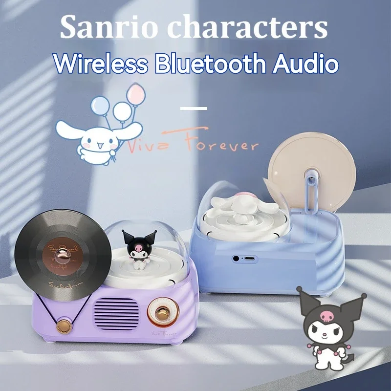 Kuromi Retro Vinyl Wireless Bluetooth Speaker Mobile Phone Computer AUX Audio Playback Bedroom Aroma Diffuser with Ambient Light