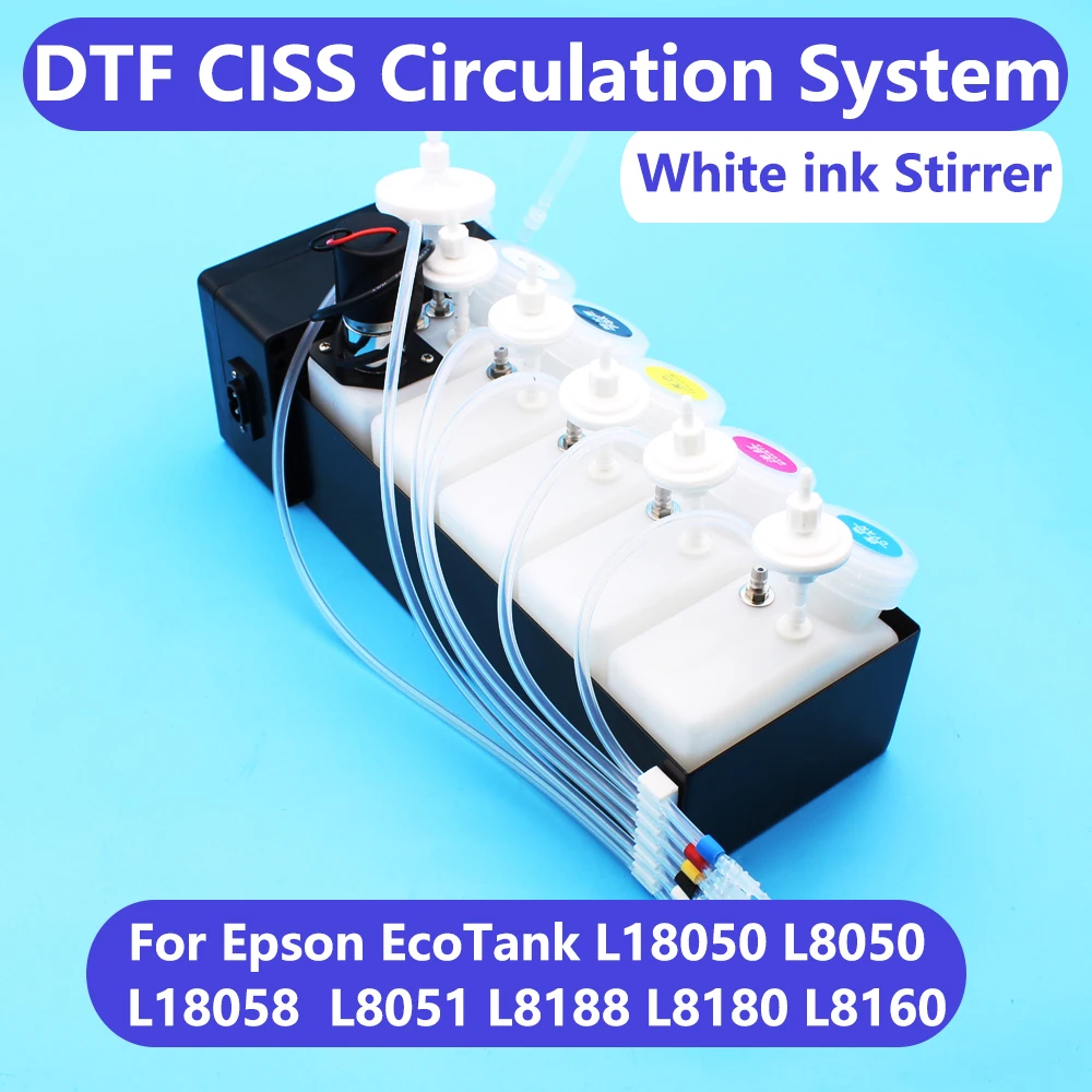 

L18050 DTF Ink Circulation Kit CISS Tank No Damper For Epson L1800 L800 L805 L8050 XP600 DTF DTG Printer White Ink Mixer Timer