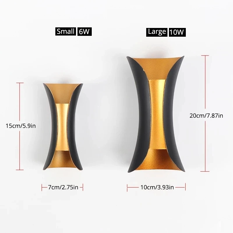 LED 벽 램프 6W 10W 알루미늄 IP65 방수 야외 벽 조명, 정원 베란다 현대 실내 북유럽 돌출 램프 장식 조명