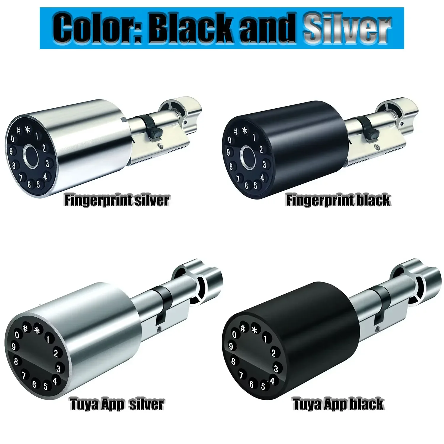 Euro Profile Lock Body Compatible Electronic Cylinder Tuya Unlock Installation Keyless Fingerprint Smart Password lock fingerprint cylinder lock,smart cylinder lock,electronic lock,smart lock,password lock