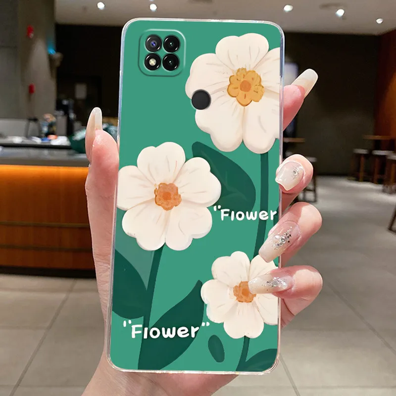 레드미 9C 10A용 케이스 클리어 럭셔리 패션 나비 꽃 소프트 TPU 실리콘 커버 레드미 10A 9C 투명 폰 케이스