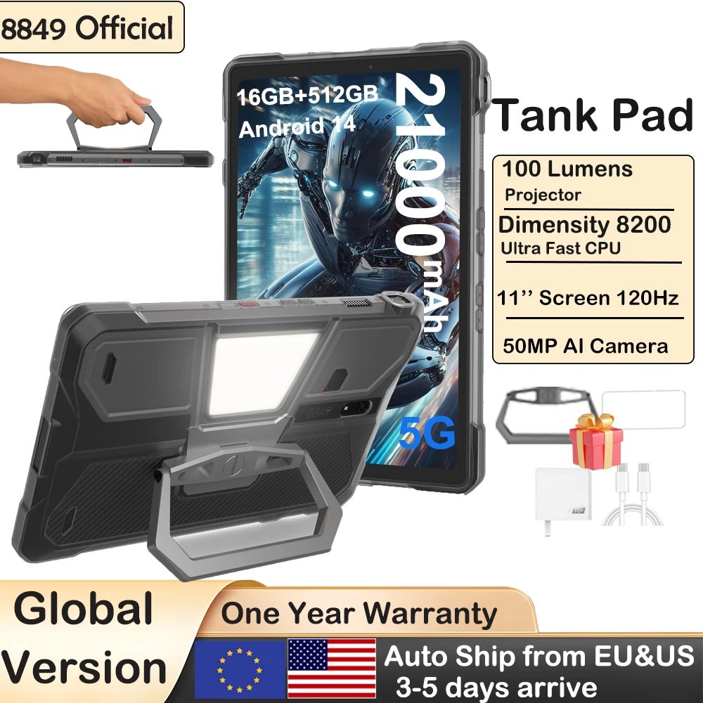 8849 TANK PAD Unihertz Rugged Tablet Projector 10.95 inch 120Hz
