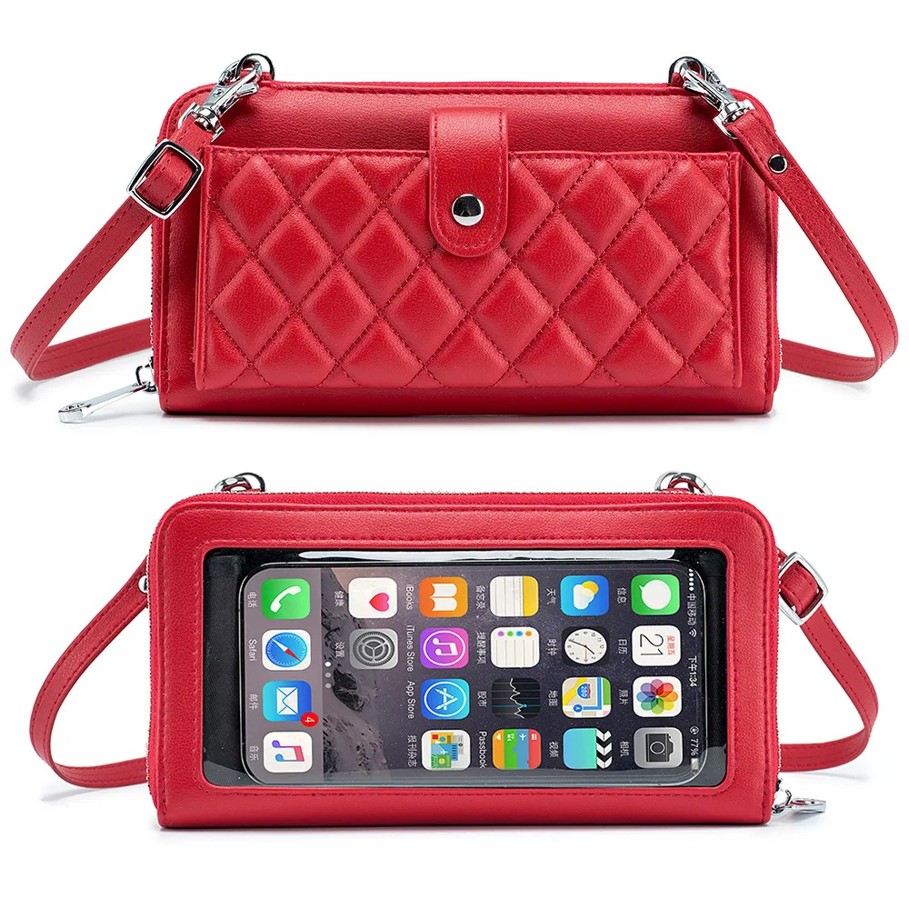 

Leather Women Shoulder Bags for iPhone 14 Zipper Crossbody Solid Travel Female Clutch Brand Handbag Fashion Card Holder Wallet