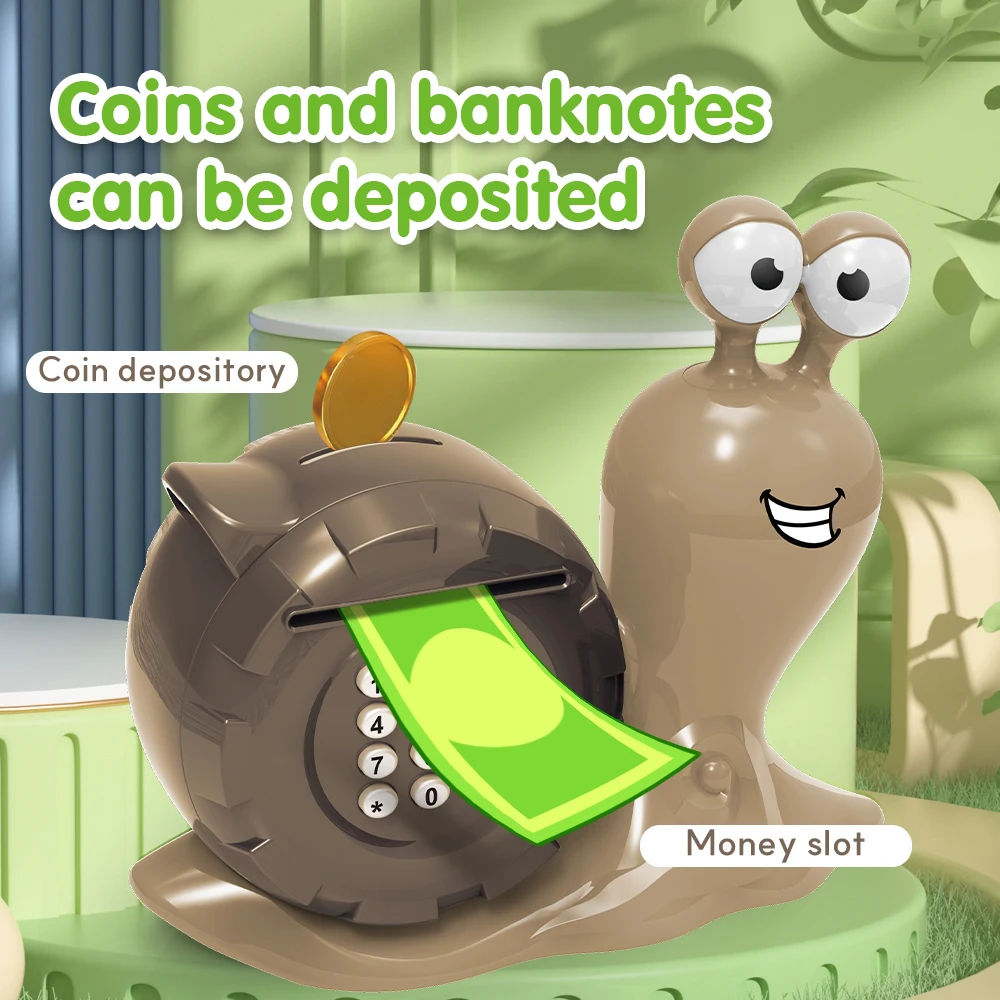 Snail Piggy Bank Cartoon Electronic Money Box Unlocking Password Coin Piggy Bank Safety Saving Money Kid Christmas Toys Gift 4