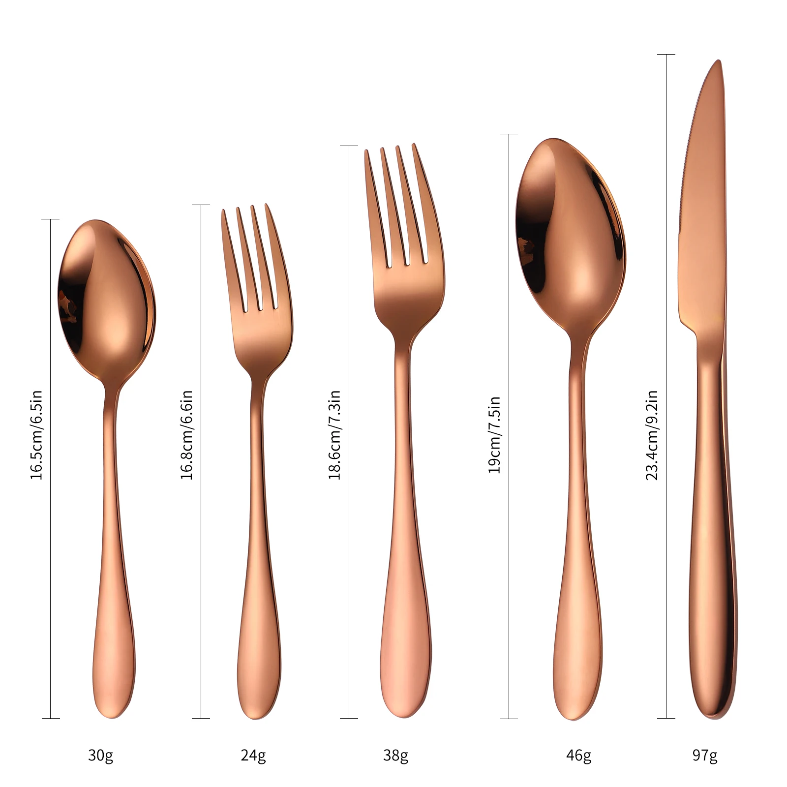 A &middot; HOUSEWARE Flatware Set for 8 Rose Gold Stainless Steel Silverware 40 Pieces Eating Utensils Forks Spoons Knives Heavy Duty