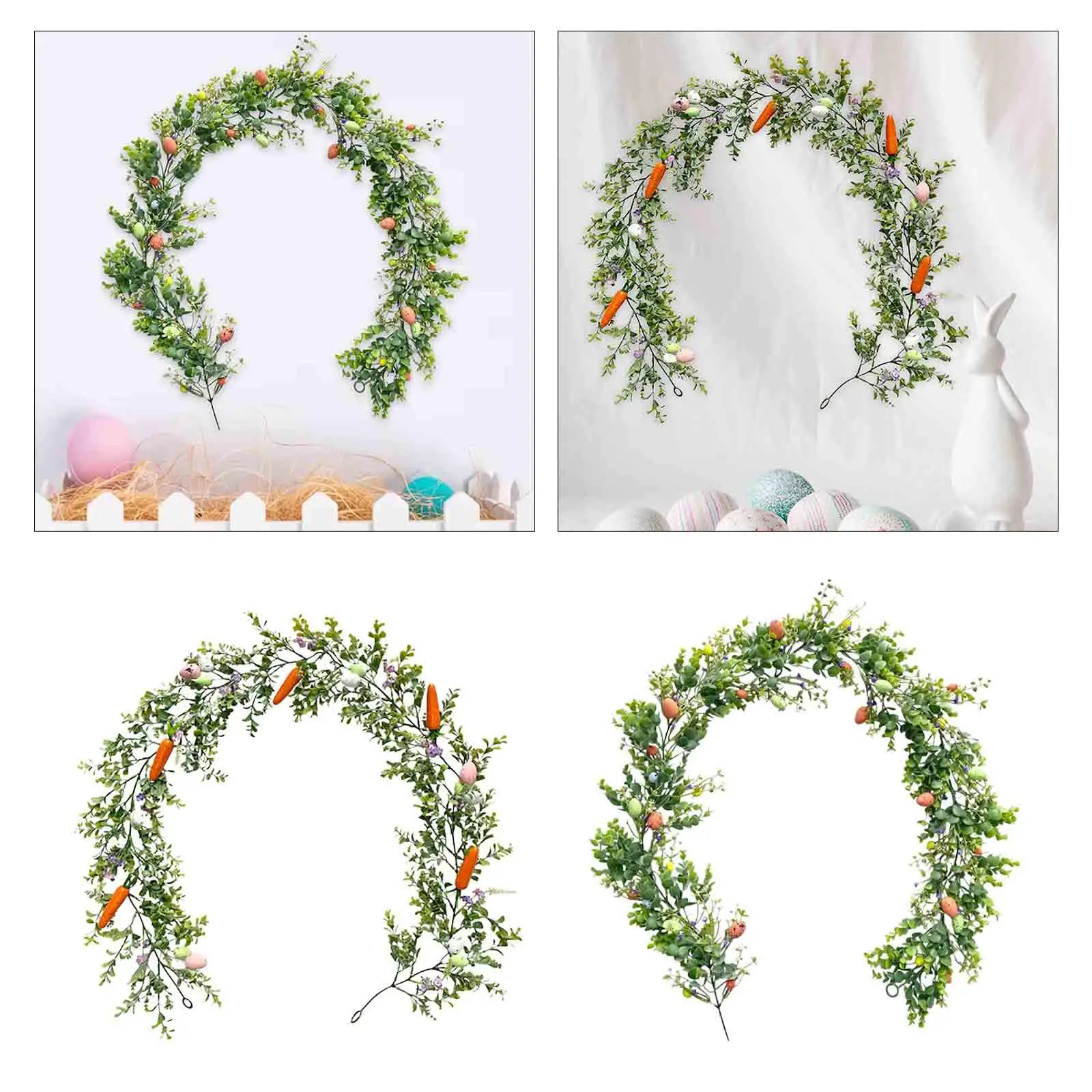 Easter Garland Ornament Hanging Green Leaves Greenery Garland Seasonal Decoration for Patio Holiday Mantel Garden Indoor Outdoor