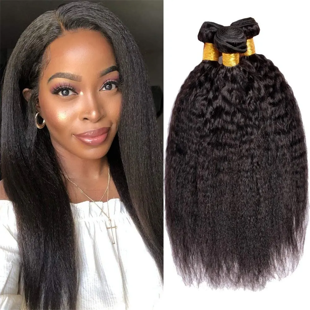 

Ulrica Kinky Straight Human Hair Bundles Raw Indian Hair Yaki Straight Bundles Humain Hair 100% 3 4 Bundles Remy Hair Weaves