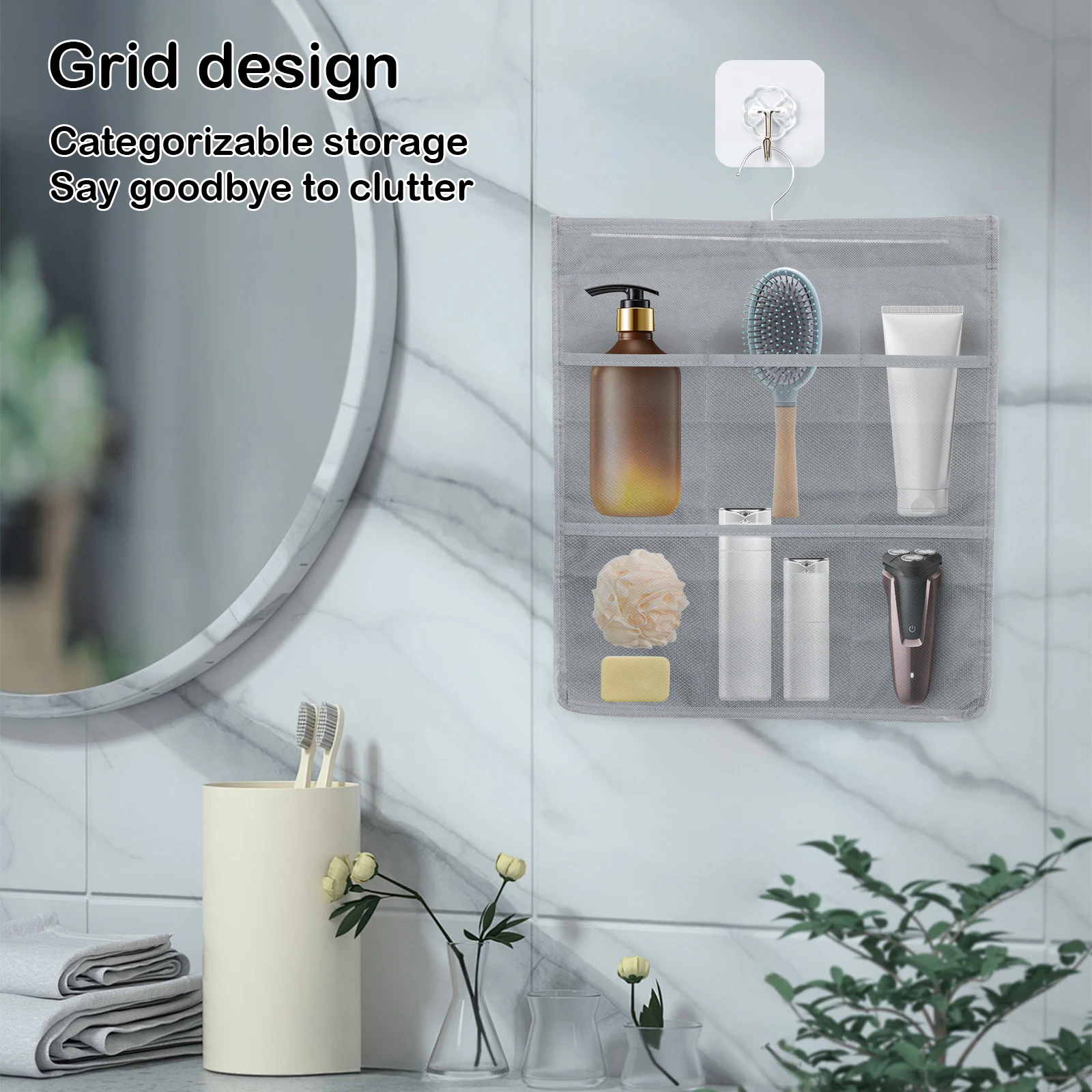 Dual Sided Storage Hanging Bag Foldable Closet Wardrobe Storage with Pockets Grid Design Wall Hanging Bra Underwear Organiser