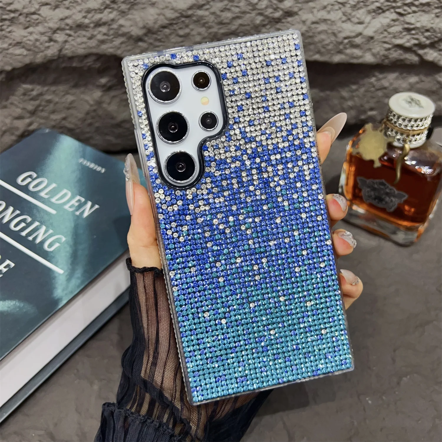 Luxury Full Rhinestone Gradient Glitter Shockproof Bling Sparkle Case