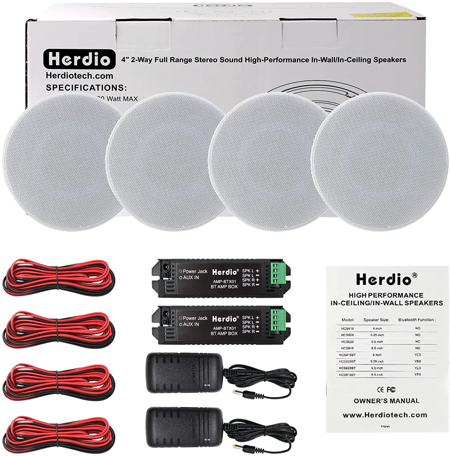 4 Inch 320W 4PCS Home Audio 2-Way Flush Mount Bluetooth Ceiling Speaker For Bathroom Kitchen Living Room Office 4 Speaker bluetooth speaker wall ceiling speaker marine speakers