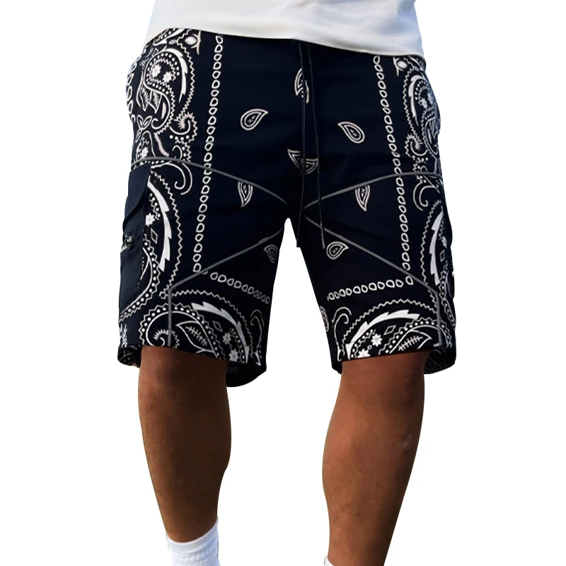 2023 Men's Fashion Cashew Fruit Summer Blossom Shorts Loose High Street Multi Pocket Casual Straight Tube Work Shorts  Clothing