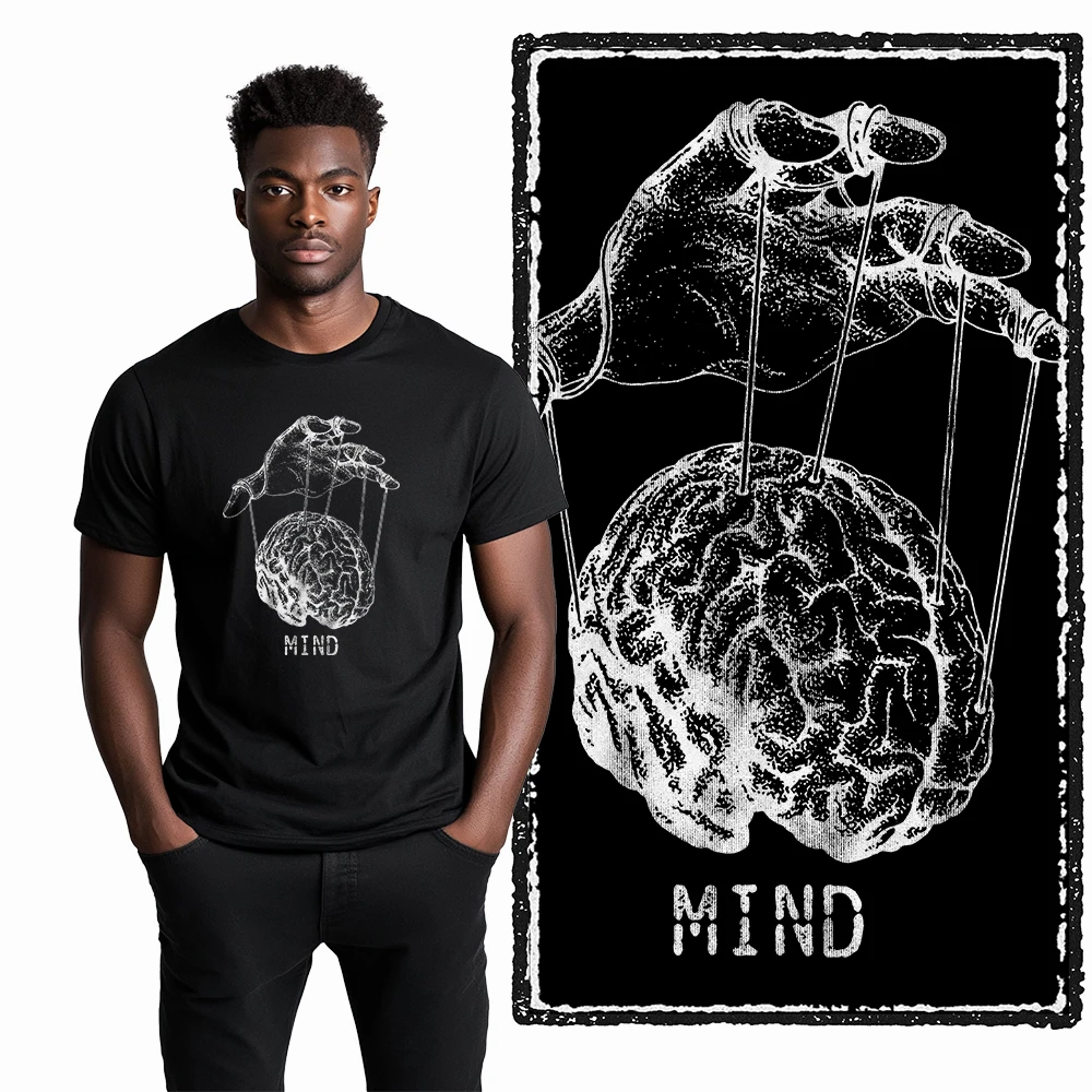 Coolmind ZG021 100 % Baumwolle, große Größe, cooler Mind-Control-Druck, Herren-T-Shirt, Baumwolle, ausgenommen, Grafik, Herren-T-Shirts, Tops, T-Shirts – Detail 4