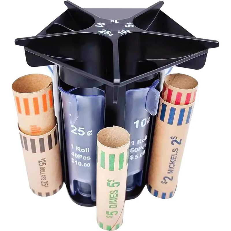 Efficient Coin Sorting and Counting Bank with Tube Wrappers Holder