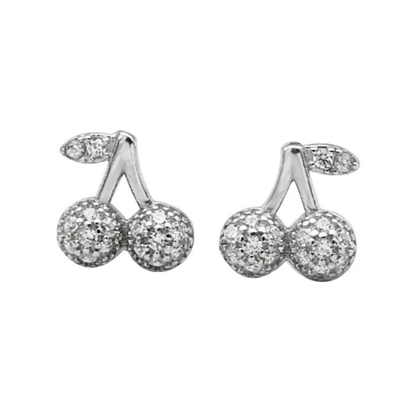 

S925 Sterling silver temperament design cherry earring personality senior sense female jewelry