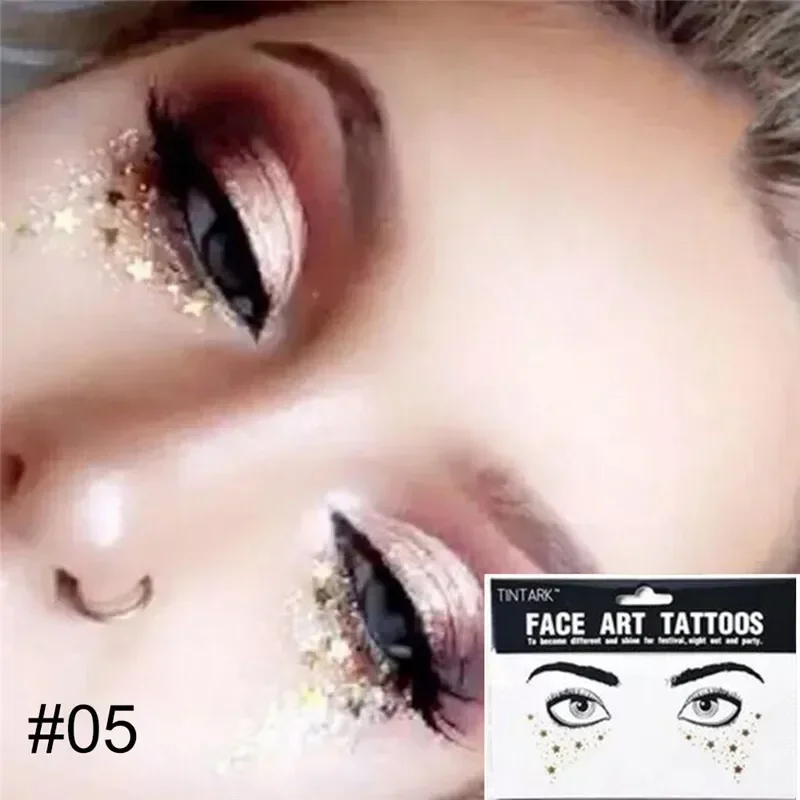 Gold Glitter Waterproof Eye and Face Jewelry Tattoo Stickers