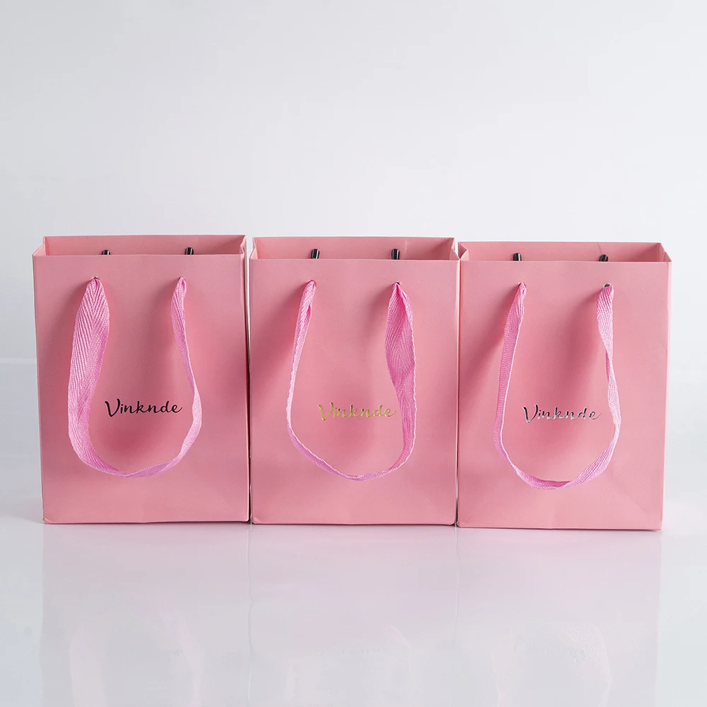 12x6x16cm Kraft Paper Bags with Handles 50-Pack Custom Logo Shopping Bags Gift Tote Bags Recyclable for Small Business Retail
