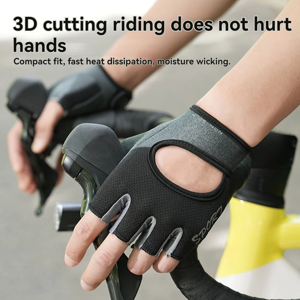 Cycling Sport Gloves Breathable Anti-slip Half Finger MTB Bike Gloves Sweat-Absorbing Elastic Fitness Sports Training Gym Gloves