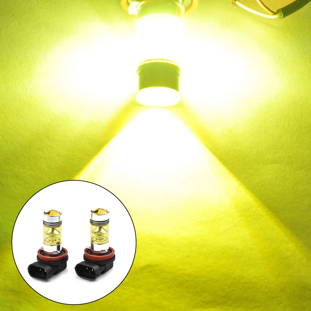 Lâmpadas de nevoeiro amarelo Super Bright LED, H11, H8, 4300K, 100W, 1500lm, Day Running, Lâmpada do carro, Acessórios de iluminação, Conjunto de 2 pcs