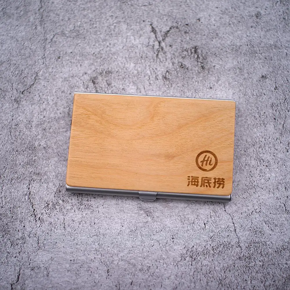 Business Card Holder Wooden Business Card Holder Personalized Wood & Metal Case for Professionals
