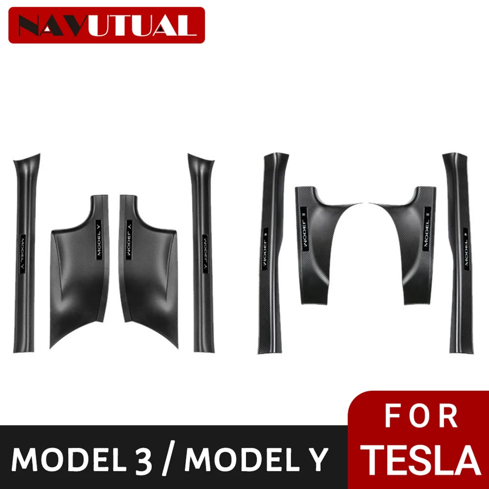 

Threshold Strips Front And Rear Welcome Pedals For Tesla Model 3 Y Seat Corner Protectors Carbon Fiber Modified Accessories