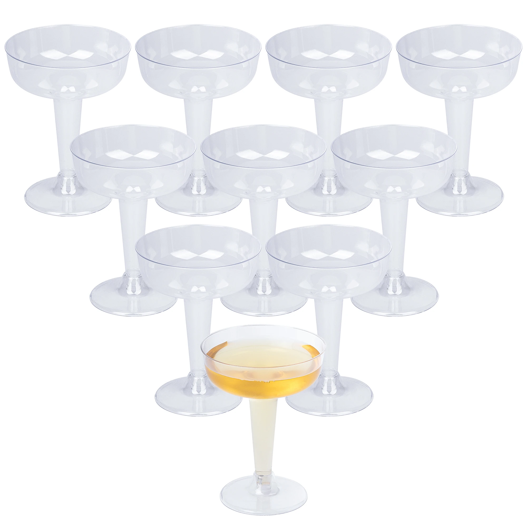 6pcs New Plastic Champagne Flutes Disposable Clear Plastic Champagne Glasses For Parties Glitter Clear Cup