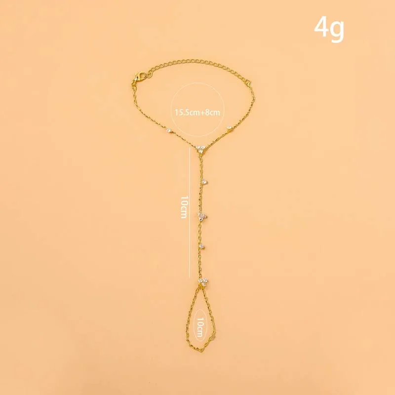 Luxury Metal Crystal Chain Finger Bracelet for Women