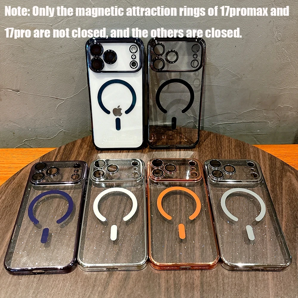 Magnetic Glitter Clear Phone Case For Iphone Pro Max Plus_voghion.com