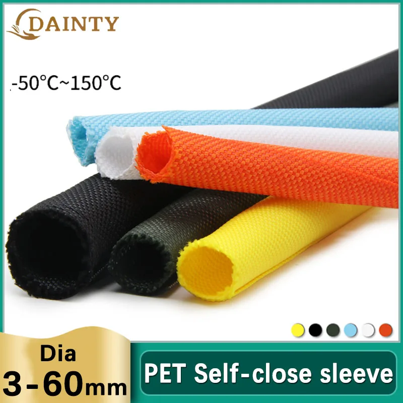 

Self-Closed PET Expandable Braided Sleeve Self Closing Flexible Tube Insulated Hose Wire Wrap Cable Self Close Protecter Black