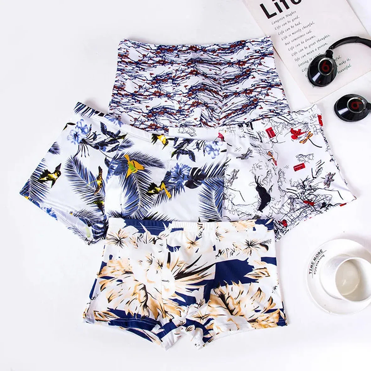 4Pcs Men'sPanties Underwear Boxershorts Men Boxer Men Ropa Interior Hombre Calzoncillos Breathable Hombre Printing Large Size 2