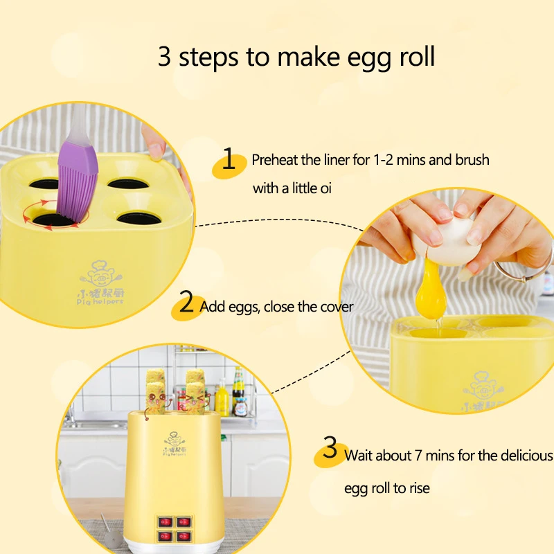 4 Tube Egg Roll Maker Electric Omelette Boiled Eggs Sausage Machine Cooker Egg Cup Breakfast Maker Cooking Tool 110V/220V 3