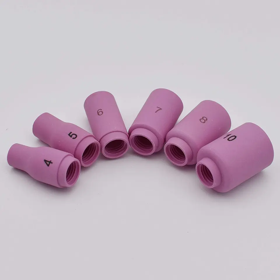 RIVERWELD TIG Gas Lens Alumina Ugello Ceramica Cup 53N60#6 D9.5 x 25.5 mm Fit PTA DB SR WP 9 20 24 25 TIG Torcia di saldatura 10pk